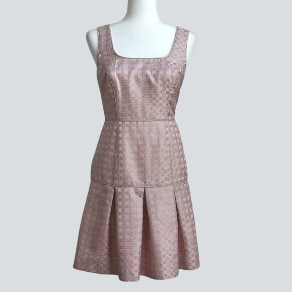 BANANA REPUBLIC Women's Pink Metallic Monogram Drop Waist Dress Size 2 - Picture 2 of 8